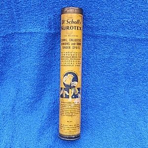 Vintage Dr.Scholl's Kurotex canister w/ directions